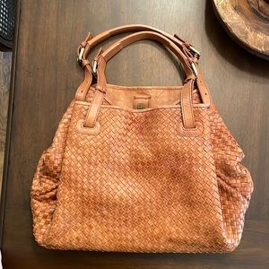 Valentina Woven Leather Handbag with Shoulder Strap